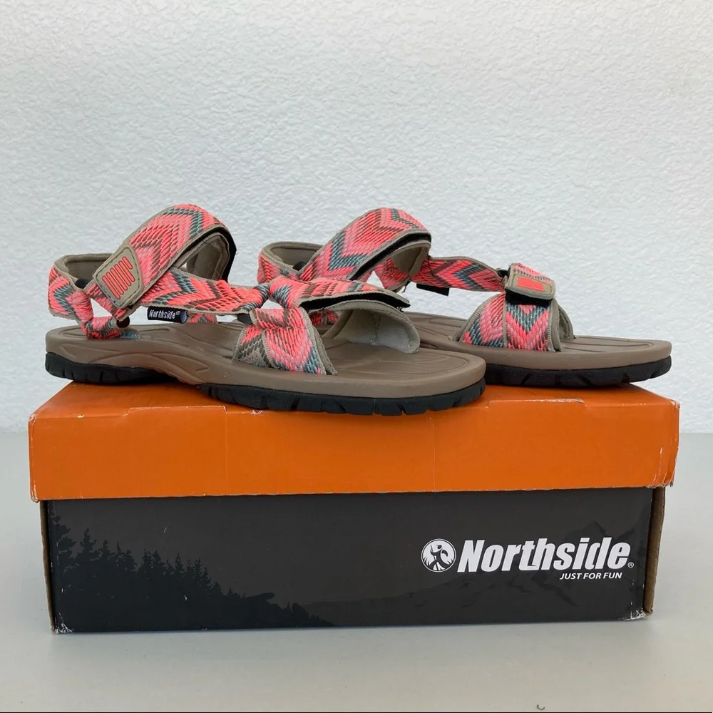 Northside Seaview Sport Hiking Sandals Women’s Size 7 NIB Tan & Coral - Picture 2 of 9